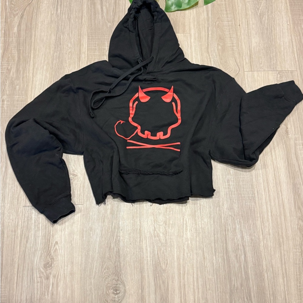 Trendy Black Hoodie with Red Highlights